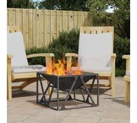 Runheo Foyer noir acier 50 x 50 x 35 cm extérieur jardin terrasse chaleur atmosphère romantique cheminée poêle bois chauffage flamme