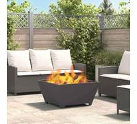 Runheo Foyer noir en acier 80 x 80 x 40 cm carré résistant à la chaleur avec aspect moderne pour jardin, terrasse, extérieur, idéal pour les soirées confortables et une atmosphère chaleureuse en plein