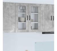 Runheo Front de lave-vaisselle Kalmar béton gris en bois 80 x 31 x 80 cm avec beaucoup d'espace de rangement pour la cuisine, buffet de cuisine moderne avec portes et étagères
