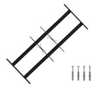 Runheo Grille de sécurité pour fenêtres avec 2 barres transversales, largeur réglable, acier enduit de poudre noir, pour intérieur extérieur abrité, protection contre cambriolage, pose facile