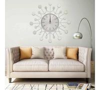 Runheo Horloge Murale argentée en métal de 40 cm avec Mouvement à Quartz Silencieux pour Salon Cuisine Chambre Bureau décoration intérieure ou extérieure