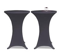 Runheo Housse de Table Extensible 2 pièces 70 cm Anthracite Tissu élastique Ajustable pour mobilier de Salon, intérieur extérieur, idéale pour réceptions, fêtes, décorations, Lavable