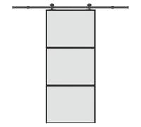 Runheo Kit de quincaillerie pour porte coulissante en verre trempé aluminium noir mat, avec rail, poignée et accessoires pour rénovation de menuiserie, idéale pour maison ou appartement