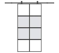 Runheo Kit de quincaillerie pour porte coulissante en verre trempé aluminium noir mat, ouverture intérieure moderne, sécurité et isolation thermique, convient pour maison ou appartement