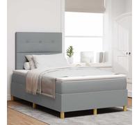 Runheo Lit à sommier tapissier avec matelas, gris clair, 120 x 190 cm, housse en tissu, tête de lit réglable, cadre en bois robuste, pour chambre à coucher, design moderne, charge maximale de 280 kg