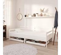 Runheo Lit de Jour Blanc en Bois de pin Massif 90x200 cm avec tiroirs roulants Espace de Rangement lit de Repos Multifonction pour Chambre Confort et stabilité