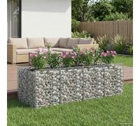 Runheo Lit surélevé gabion 2 pcs Argenté en acier galvanisé 200x100x100 cm, panneau clôture jardin extérieur, barrière rigide brise vue, grillage séparation balcon terrasse