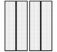 Runheo Lot de 2 moustiquaires magnétiques - Noir - 210 x 90 cm - Avec bande et clou - Pour fenêtre, porte de balcon, porte de terrasse, chambre à coucher, salon