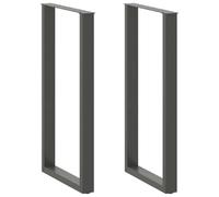Runheo Lot de 2 pieds de table de bar en forme de U en acier anthracite, 60 x 110-111 cm, pieds de meuble avec hauteur réglable et pieds de nivellement pour cadre de table, table basse, table à manger