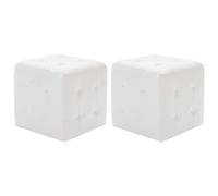 Runheo Lot de 2 poufs blancs 30 x 30 x 30 cm en cuir synthétique rembourrés avec cadre en bois, tabourets cubiques pour canapé, chambre d'enfant, couloir, salon et chambre à coucher comme plateau