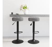 Runheo Lot de 2 tabourets de bar en velours gris foncé, réglables en hauteur avec vérin à gaz, pivotant à 360 degrés, avec repose-pieds et dossier, siège rembourré pour cuisine, salle à manger, bar