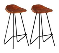 Runheo Lot de 2 tabourets de Bar Marron en Cuir véritable avec Repose-Pied et Dossier Ergonomique, siège pivotant réglable en Hauteur pour Cuisine, Salon, comptoir ou Salle à Manger