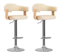 Runheo Lot de 2 tabourets de Bar réglables crème en Bois courbé et Similicuir pivots 360 degrés pour Cuisine Salle à Manger Salon comptoir, Design Ergonomique et Confort