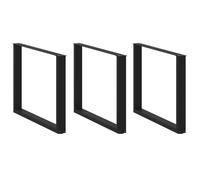 Runheo Lot de 3 pieds de table à manger en forme de U en acier revêtu par pulvérisation - Noir - 100 x 72-73 cm - Avec pieds de nivellement réglables - Pour cadre de table, de meubles, de bureau, de