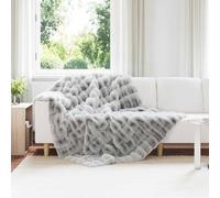 Runheo Lot de 4 couvertures antidérapantes en fausse fourrure de lapin - Gris - 150 x 220 cm - Douces, chaudes et moelleuses - Pour canapé, lit, salon