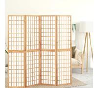 Runheo Lot de 4 paravents pliables de style japonais - 160 x 170 cm - Paravent brise-vue en bois de sapin massif - Papier de riz - Séparateur pliable sur pied - Pour salon, chambre à coucher, bureau