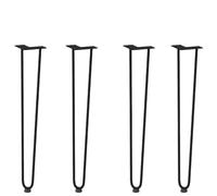 Runheo Lot de 4 pieds en épingle à cheveux pour table console, noir, 72 cm, en acier massif avec pieds de nivellement, pieds de meubles réglables pour cadre de table, table à manger, bureau, table