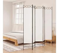 Runheo Lot de 5 paravents en tissu Blanc 200 x 200 cm Paravent pliable sur pied Brise-vue pour chambre à coucher, salon, bureau, intérieur Séparateur de pièce avec séparation privée et léger