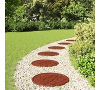 Runheo Lot de 6 pierres de trottoir rouges en caoutchouc durable Ø 44 x 2 cm - Plaque de jardin antidérapante pour l'extérieur, idéale comme pierre de marchepied, plaque de chemin et bordure de