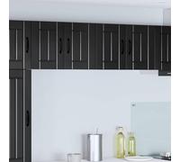 Runheo Lucca Lot de 2 armoires murales en bois noir 60 x 31 x 40 cm Meuble de cuisine suspendu Armoire de rangement multi-usages avec portes et étagères pour salle à manger cuisine