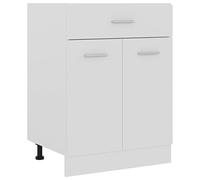 Runheo Lyon Armoire basse en bois blanc avec tiroir et porte - 60 x 46 x 81,5 cm - Meuble de cuisine - Buffet - Étagère pour salle à manger, garde-manger et bar à café