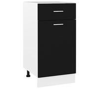 Runheo Lyon Armoire inférieure à tiroirs en bois noir avec porte et tiroir 40 x 46 x 81,5 cm Armoire de cuisine étagère étagère pour salle à manger, garde-manger et bar café