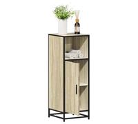 Runheo Meuble de Salle de Bain chêne Sonoma en Bois d'ingénierie 35x37,5x100 cm avec Cadre métal, Porte Flexible, Rangement Compact pour Salle Bain, buanderie, Espace Moderne et