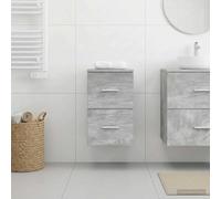 Runheo Meuble de Salle de Bain Gris béton in-Between en Bois d'ingénierie 30 x 35 x 50 cm avec 2 tiroirs, Rangement sous lavabo Fonctionnel pour Salle de Bain, buanderie, Toilette, Colonne, Commode