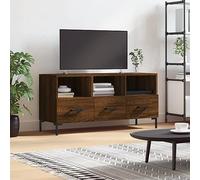 Runheo Meuble TV en Bois d'ingénierie chêne Marron 102x36x50 cm avec Pieds en Fer Console de Salon et Chambre Rangement spacieux avec Support Mural pour Centre de Divertissement Farmhouse