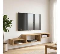 Runheo Meuble TV Mural en Bois d'ingénierie chêne Artisanal 150 x 28 x 26 cm avec Rangement Flottant Support bibliothèque pour Salon Chambre Bureau