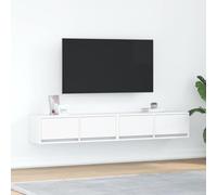 Runheo Meubles TV 2 pcs Blanc Bois d'ingénierie 80x31x25,5 cm avec Montage, Meuble Console pour Salon Chambre Centre Entertainment capacité 60 kg Design Peu encombrant