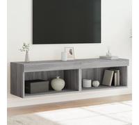 Runheo Meubles TV avec lumières LED 2 pcs Sonoma Gris en Bois d'ingénierie 60x30x30 cm Design Mural pour Salon Chambre Espace Rangement Lumineux