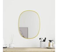Runheo Miroir mural doré 30 x 25 cm en verre PVC à suspendre pour salle de bain, chambre à coucher, salon, couloir, vestiaire, miroir cosmétique transparent avec montage mural stable