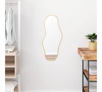 Runheo Miroir mural doré 70 x 30 cm avec cadre en PVC, verre de 4 mm, suspendu pour salle de bain, chambre à coucher, couloir, salon, orientable, décoratif, cadre transparent, polyvalent