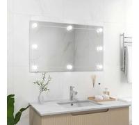 Runheo Miroir mural sans cadre avec éclairage LED, miroir cosmétique rectangulaire en verre 100 x 60 cm, intensité variable avec port USB, blanc chaud et blanc froid, idéal pour chambre à coucher