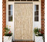 Runheo Moustiquaire Beige 90x200 cm en Chenille de polypropylène, Rideau Anti-Insectes Ajustable, léger et Silencieux, pour Porte, fenêtre, Chambre, Salon, Cuisine ou Baie vitrée