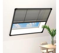 Runheo Moustiquaire plissée pour fenêtre en Aluminium Anthracite 120x120 cm, Cadre Ajustable, Maille Fine en Fibre de Verre, idéale pour Chambre, Salon, Cuisine, Baie vitrée ou Lucarne