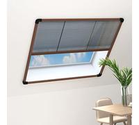 Runheo Moustiquaire plissée pour fenêtre en Aluminium Marron 120x120 cm avec Cadre Ajustable, Filet Anti Insecte pour Chambre, Salon, Cuisine, Baie vitrée, Facile à Installer et à Ajuster