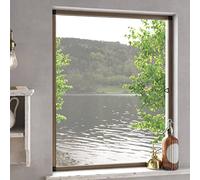 Runheo Moustiquaire pour fenêtres Marron 80x100 cm Cadre en Aluminium Maille en Fibre de Verre Ajustable Facile à Installer Protection Anti-Insectes pour Chambre Salon Cuisine Baie vitrée
