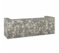 Runheo Mur en Gabion pour poubelles Acier galvanisé 325x100x110 cm, abri extérieur Robuste pour Stockage, Dissimulation Jardin terrasse, capacité pour 4 contenants, Protection Contre intempéries