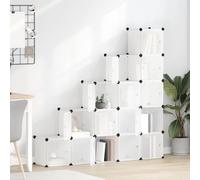 Runheo Organiseur de Rangement en Cube modulable avec 15 Compartiments en Plastique Transparent, Support empilable et Pliable, idéal pour Dressing, entrée ou Chambre, Facile à Assembler et Nettoyer