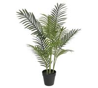 Runheo Palmier artificiel vert 80 cm avec plumeau de palmier en polypropylène et pot en ciment stable, fil de fer réglable, facile d'entretien, pour salon, balcon, bureau et intérieur