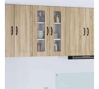 Runheo Panneau de Lave-Vaisselle Kalmar en Bois d'ingénierie Chêne Sonoma 60 x 31 x 80 cm avec Armoire Rangement et étagère, Meuble de Cuisine Moderne adapté pour Micro-Ondes, Vaisselle et épices