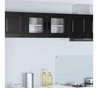 Runheo Panneau de Lave-Vaisselle Kalmar en Bois Noir 80 x 31 x 40 cm Meuble Cuisine Rangement Armoire Buffet vaisselier Placard tiroir Porte pour Salle Manger Salon avec Espace de Stockage Pratique