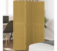 Runheo Paravent 3 pièces en bambou marron et bois massif de paulownia, 105-110 x 160 cm, pliable, autonome, opaque, idéal pour chambre à coucher, salon