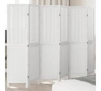 Runheo Paravent 6 pièces blanc en bois massif de paulownia avec matériau en bois de bambou, pliable, opaque, autonome, séparateur d'intimité pour salon, chambre à coucher, bureau, intérieur