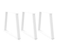 Runheo Pieds de Table à Manger en V en Acier thermolaqué Blanc pour Table Basse ou Bureau, Set de 3 Supports réglables 90 x (72-73,3) cm, avec Patins antidérapants et Trous pré-percés