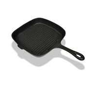 Runheo Poêle à griller en fonte avec surface nervurée 24 x 23 cm, antiadhésive, adaptée à l'induction, pour gaz, électrique, vitrocéramique, four, pour cuisson faible en graisse de steak, légumes