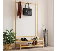 Runheo Portant à vêtements en bambou - 103 x 40 x 183 cm - Avec étagère et étagère à chaussures - Chariot compact pour chambre à coucher, couloir, bureau - Pour un rangement stable et un ordre