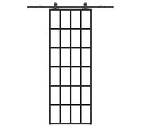 Runheo Porte coulissante en verre ESG 76x205 cm avec kit de quincaillerie en aluminium noir pour intérieur moderne, espace optimisé, sécurité renforcée, isolation thermique et phonique